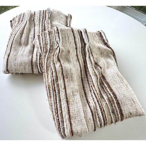 Vintage 70s pleated curtain, tan, brown vertical stripes, price for one - Picture 10 of 10
